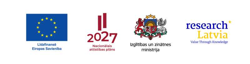 Līdzfinansē ES, NAP, IZM un ResearchLatvia logo ansamblis.