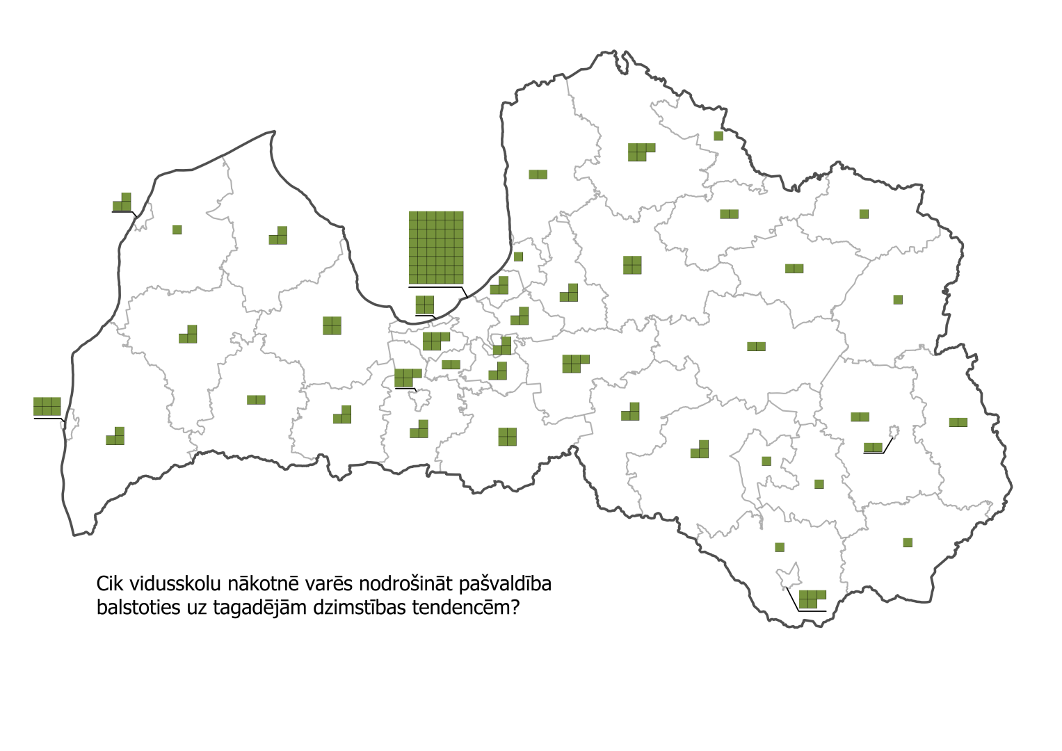 Latvijas kontūras karte ar datiem